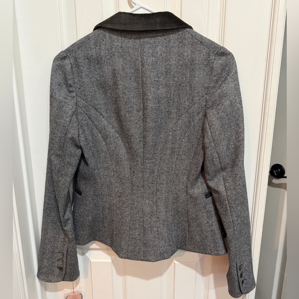 Rebecca Taylor Grey Herringbone Tailored Blazer Jacket Sz 4 NWT $372 - Picture 2 of 7